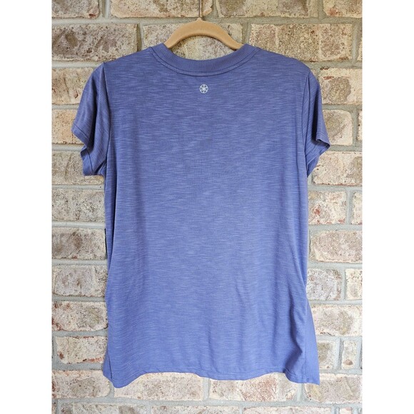 ALK Women's M Gaiam Periwinkle Short Sleeve Split Hem Tee T-Shirt Shirt Top EUC - Picture 6 of 9